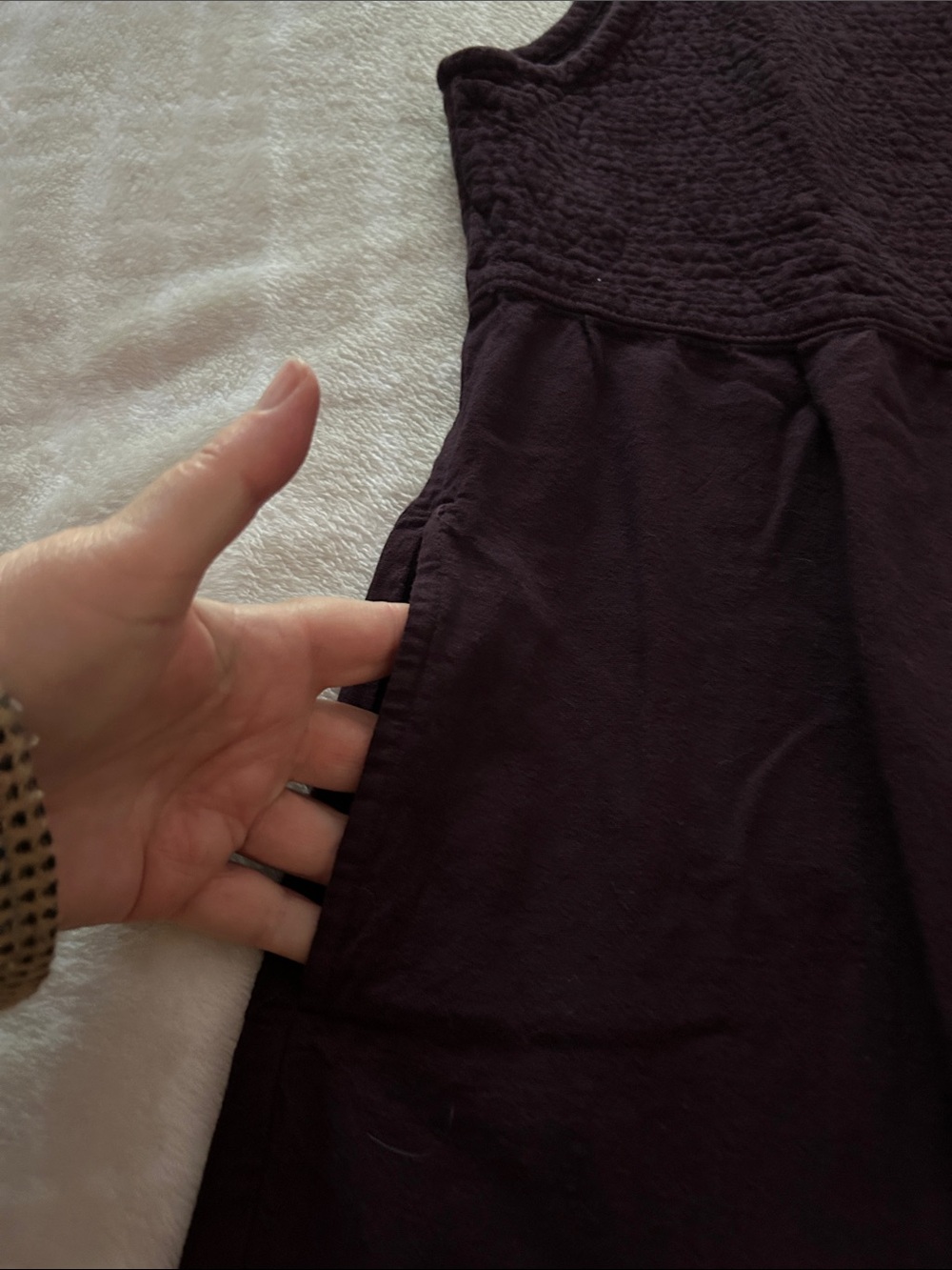 Orvis Women's Plum Sleeveless V-Neck Button-Front Layering Jumper Dress, Size L - Picture 7 of 10